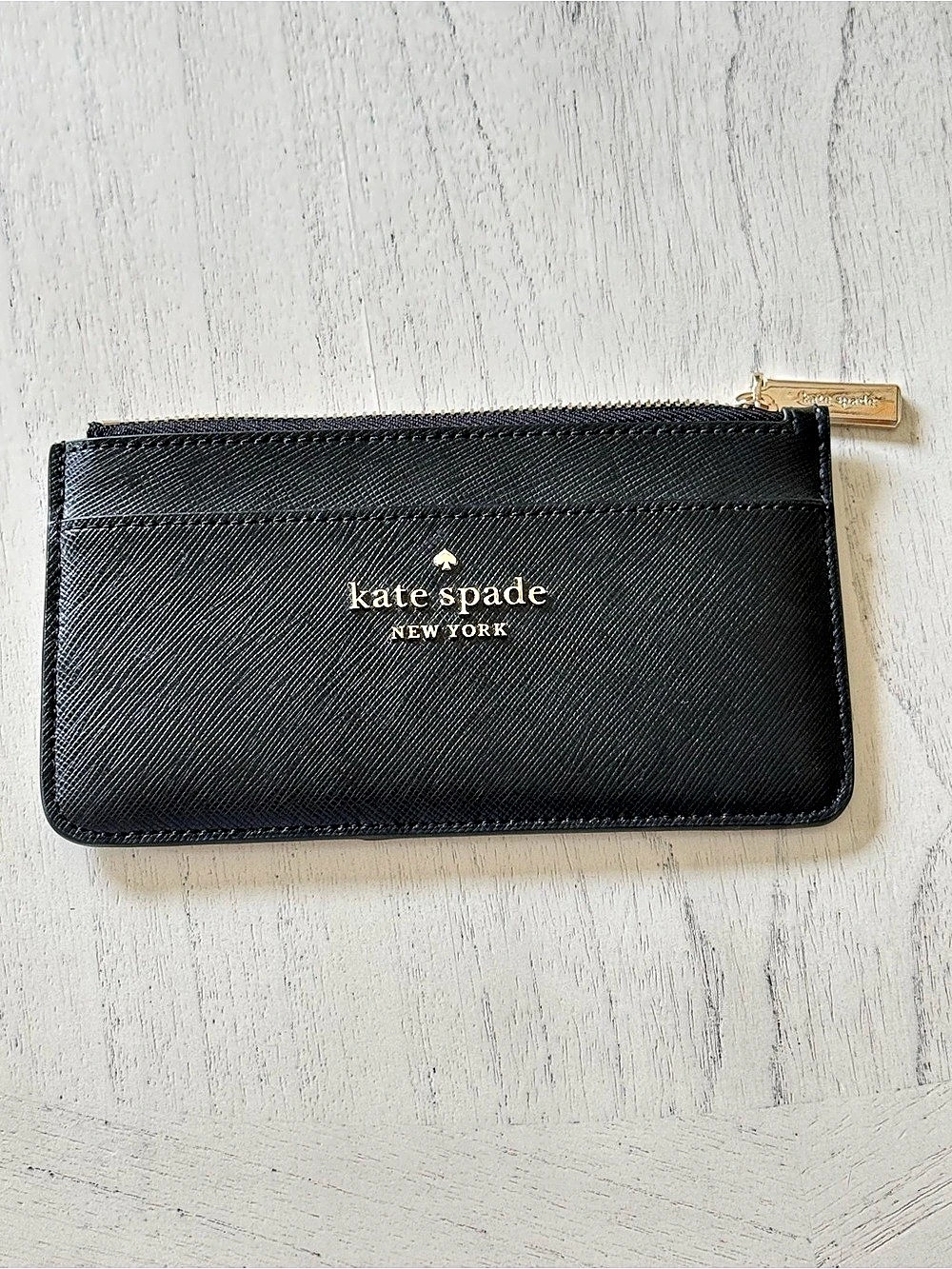 New kate spade Black Saffiano Card Holder